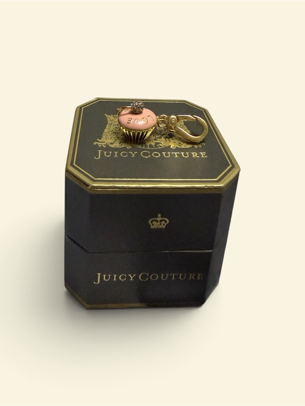 Juicy Couture Pink and Gold Cupcake Charm Keyring